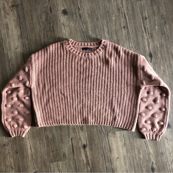 Moon & Madison cropped bubble sleeve neutral sweater - Picture 11 of 11